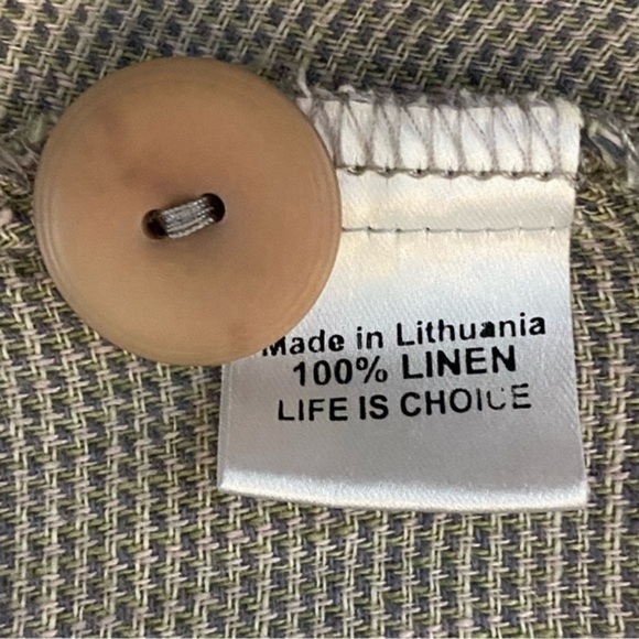 FLAX taupe 100% Linen Houndstooth lightweight jacket w/pockets. Size Small. EUC - Picture 8 of 10